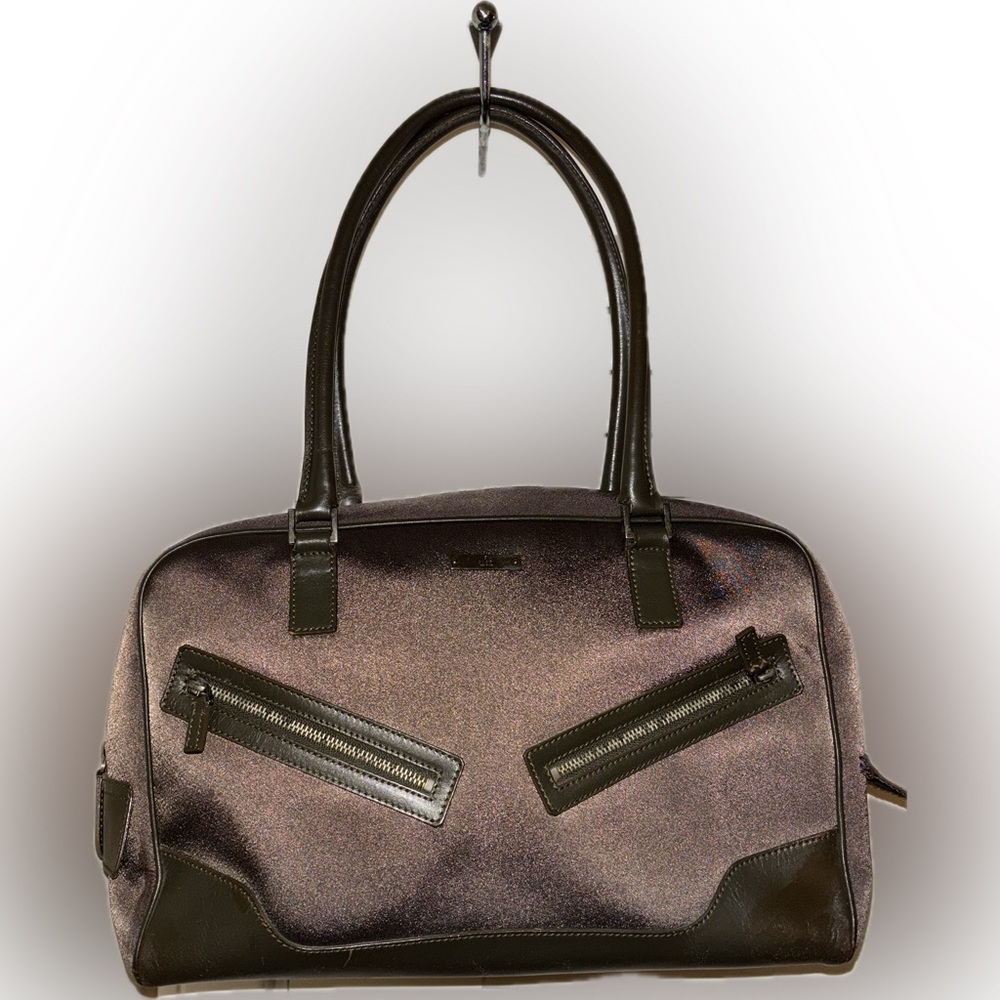 Gucci Guccissima Brown Bowler Bag- double zip with leather handles